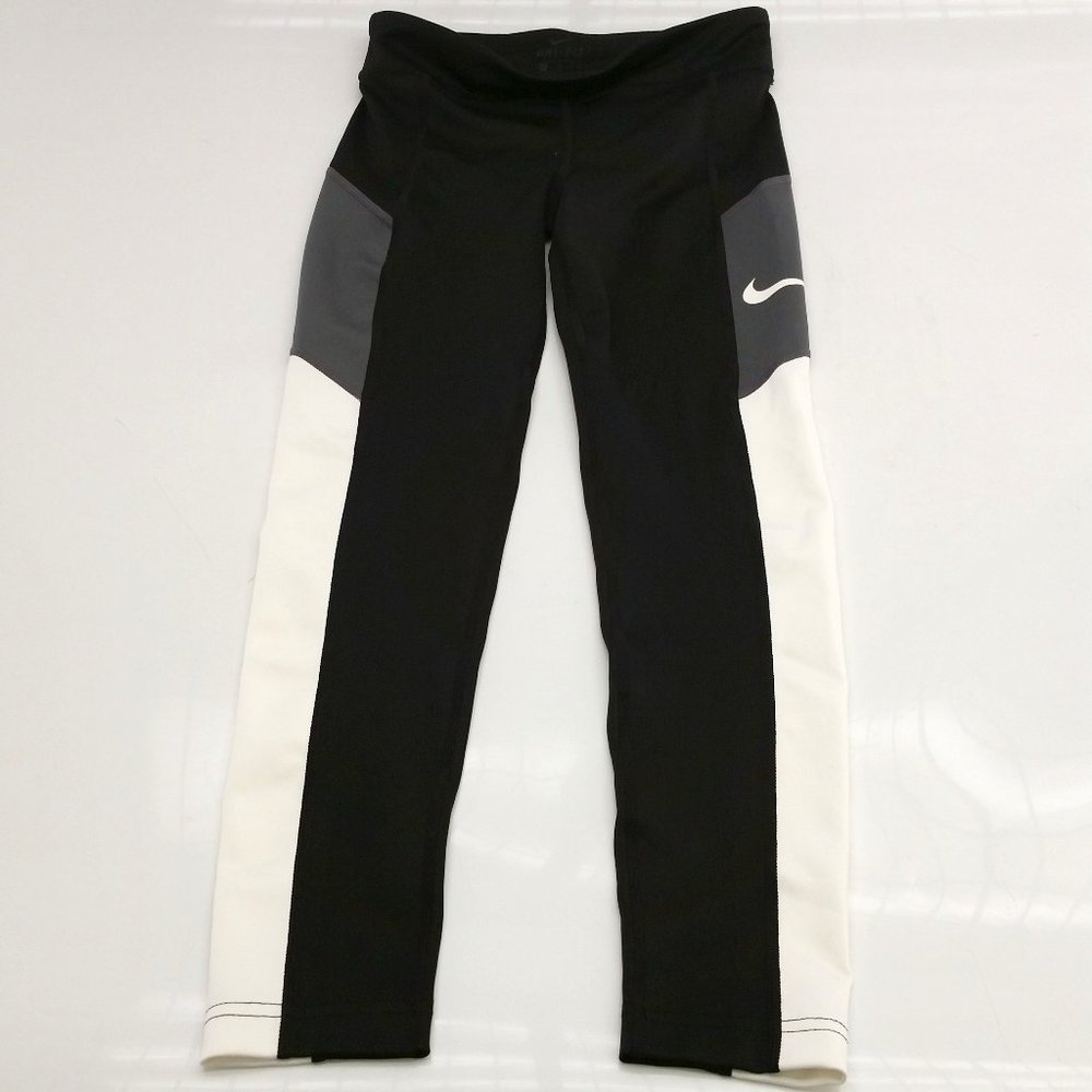 NWT Nike Dry Tight Fit Running Leggings Black/White/Gray